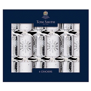 Tom Smith White and Silver Luxury Christmas Crackers (pack of 6)