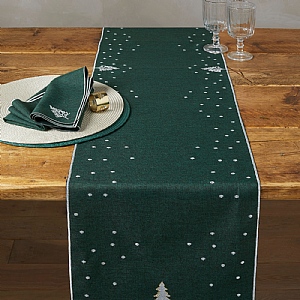 Walton & Co. Embroidered Tree Table Runner - Green