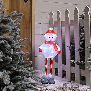 Candy Cane Leg LED Snowman