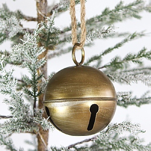 Antique Gold Jingle Bell Hanging Tree Decoration (13cm)