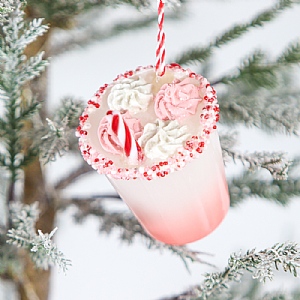 Pink Peppermint Hot Chocolate Hanging Tree Decoration (12cm)