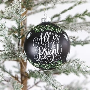 Black All is Bright Bauble (13cm)