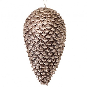 Champagne Gold Glitter Sequoia Pine Cone Hanging Tree Decoration (23cm)