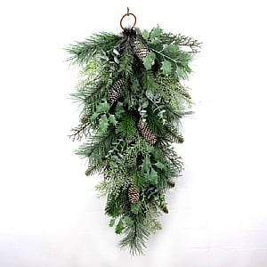 Natural Foliage Cone Teardrop Wreath (71cm)