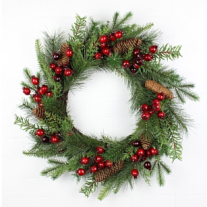 Berry Pine with Cones Wreath (60cm)