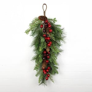 Berry Pine with Cones Teardrop Wreath (71cm)