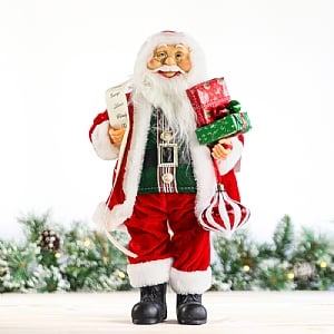 Red & Green Standing Santa with Name List (41cm)