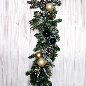 Pre-Lit Blue Bauble Garland (270cm)