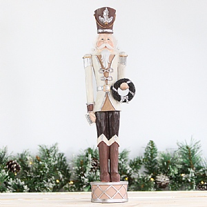 Brown Wooden Soldier with Wreath Nutcracker (54cm)