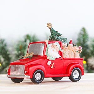 Red Car with Santa and Friends Decoration (34cm)