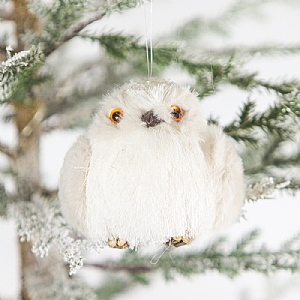 White Owl Hanging Tree Decoration (9cm)