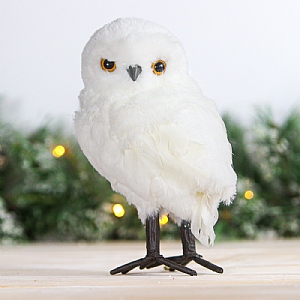 Standing White Owl Decoration (21cm)