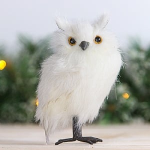 Standing White Owl Decoration (18cm)