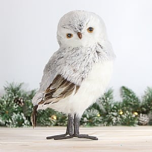 Standing Silver Owl Decoration (40.5cm)