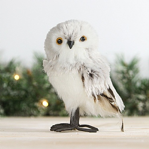 Standing Silver Owl Decoration (20cm)