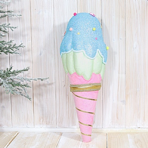 Multicolour Double Scoop Ice Cream Cone Hanging Decoration (59cm)