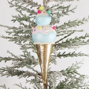 Blue Double Scoop Ice Cream Cone Hanging Decoration (38cm)