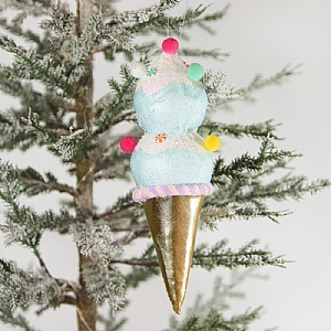 Blue Double Scoop Ice Cream Cone Hanging Decoration (23cm)