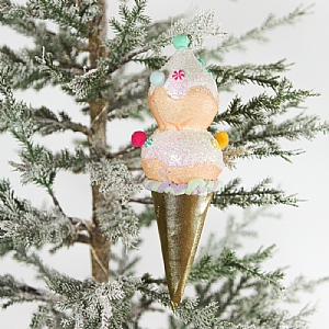 Orange Double Scoop Ice Cream Cone Hanging Decoration (23cm)