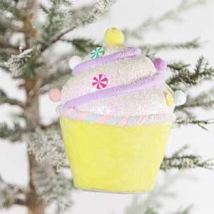 Yellow Cupcake Hanging Decoration (16cm)