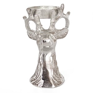 Silver Aluminium Nickle Plated Reindeer Tea Light Holder (12cm)