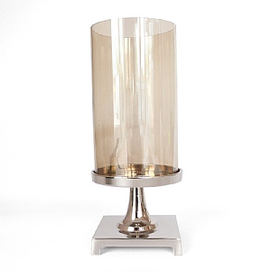 Silver Aluminium Nickle Plated Hurricane Lamp (41cm)