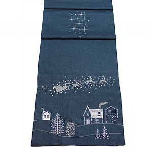 Santa's Ride Blue & Silver Table Runner (14 x 75")