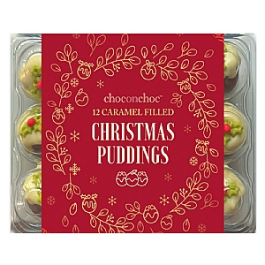 Choc on Choc Caramel Filled Chocolate Christmas Puddings (120g)