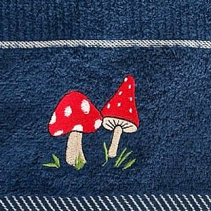 Midnight Blue Toadstools Tea Towel