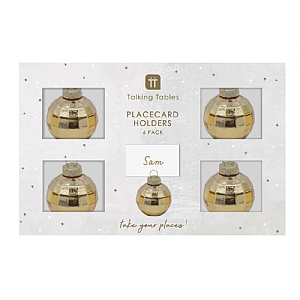 Luxe Gold Glass Disco Ball Place Card Holders (Pack of 6)