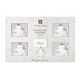 Mistletoe Glass Bauble Place Card Holders (Pack of 6)