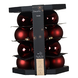 Decoris Oxblood Glass Baubles (Box of 16)