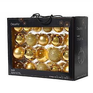 Decoris Light Gold Glass Baubles (Box of 42)