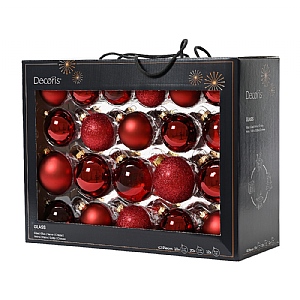 Decoris Oxblood Glass Baubles (Box of 42)