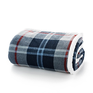 Deyongs Douglas Sherpa Printed Soft Fleece Throw Navy 125 x 150cm