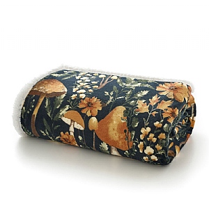 Deyongs Mushroom Printed Soft Sherpa Fleece Throw Rust 140 x 180cm