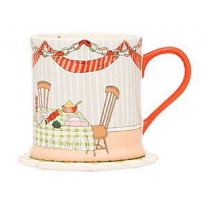 Cath Kidston Christmas Table Mug & Coaster Set