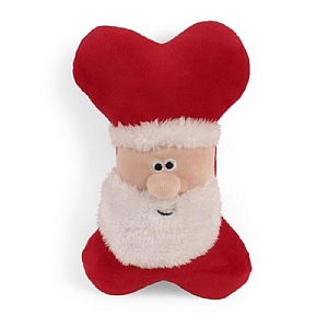 Zoon Squeaky SantaBone Plush Dog Toy