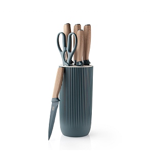 Taylors Eye Witness Fjord Blue Madison 6 piece Knife Block Set with Kitchen Scissors