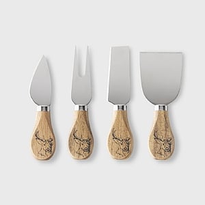 Taylors Eye Witness Stag 4 piece Acacia Cheese Knife Set