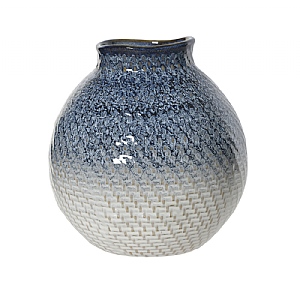 Stone Vase Shiny Blue (18cm)