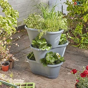 Smart Garden 4 Stackable Planters - Slate