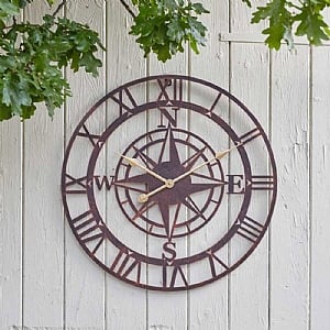 Smart Garden 13.5in Compass Wall Clock - Bronze