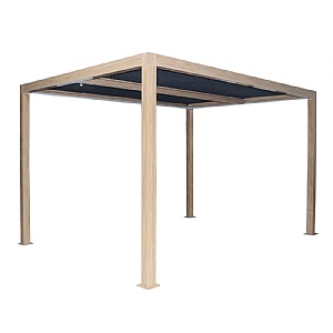 Supremo Belfort 3x4m Deluxe Pergola with Curtains and LED's - Oak Effect