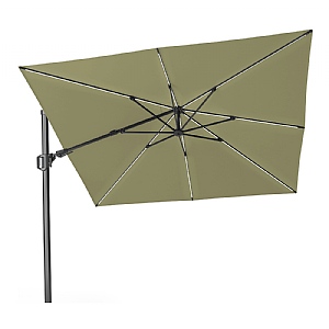 Pacific Glow Challenger T2 3m Square Premium Free Arm Parasol - Lush Green with Ceramic Base