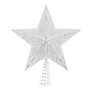 Floralsilk White & Silver Star Tree Topper (31cm)