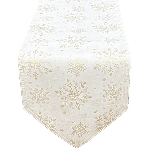 Peggy Wilkins Snowfall White & Silver Table Runner (35x190cm)