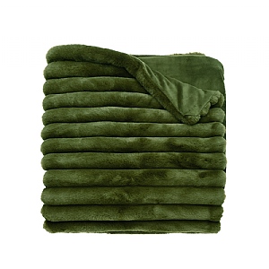 Walton & Co. Ribbed Faux Fur Throw - Olive