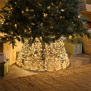 Festive Gold Twist LED Tree Skirt 71cm