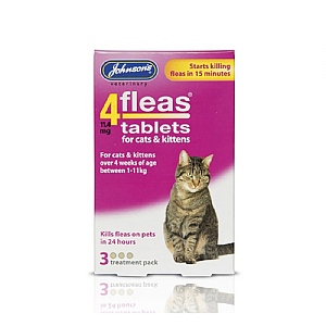 Johnsons 4 Fleas Cat Flea Tablets 3 Tablets Cat Grooming Healthcare Webbs Garden Centres